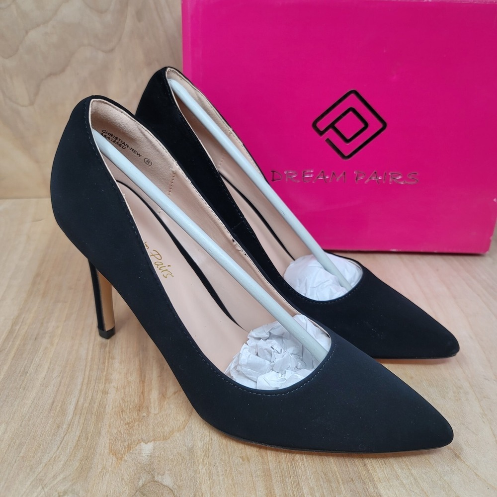 Dream Pairs Womens Pumps Size 8 M Suede Shoes Black Faux Christian